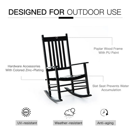 Wooden Porch Rocking Chair, Outdoor Patio Rocker, Black Outdoor Rocking Chairs at Gallery Canada