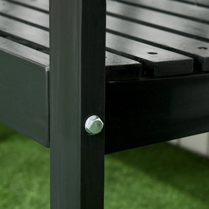 Wooden Outdoor Bench, 3 Person, Diamond Backrest, Slatted Seat, 792 LBS, Black Outdoor Benches at Gallery Canada