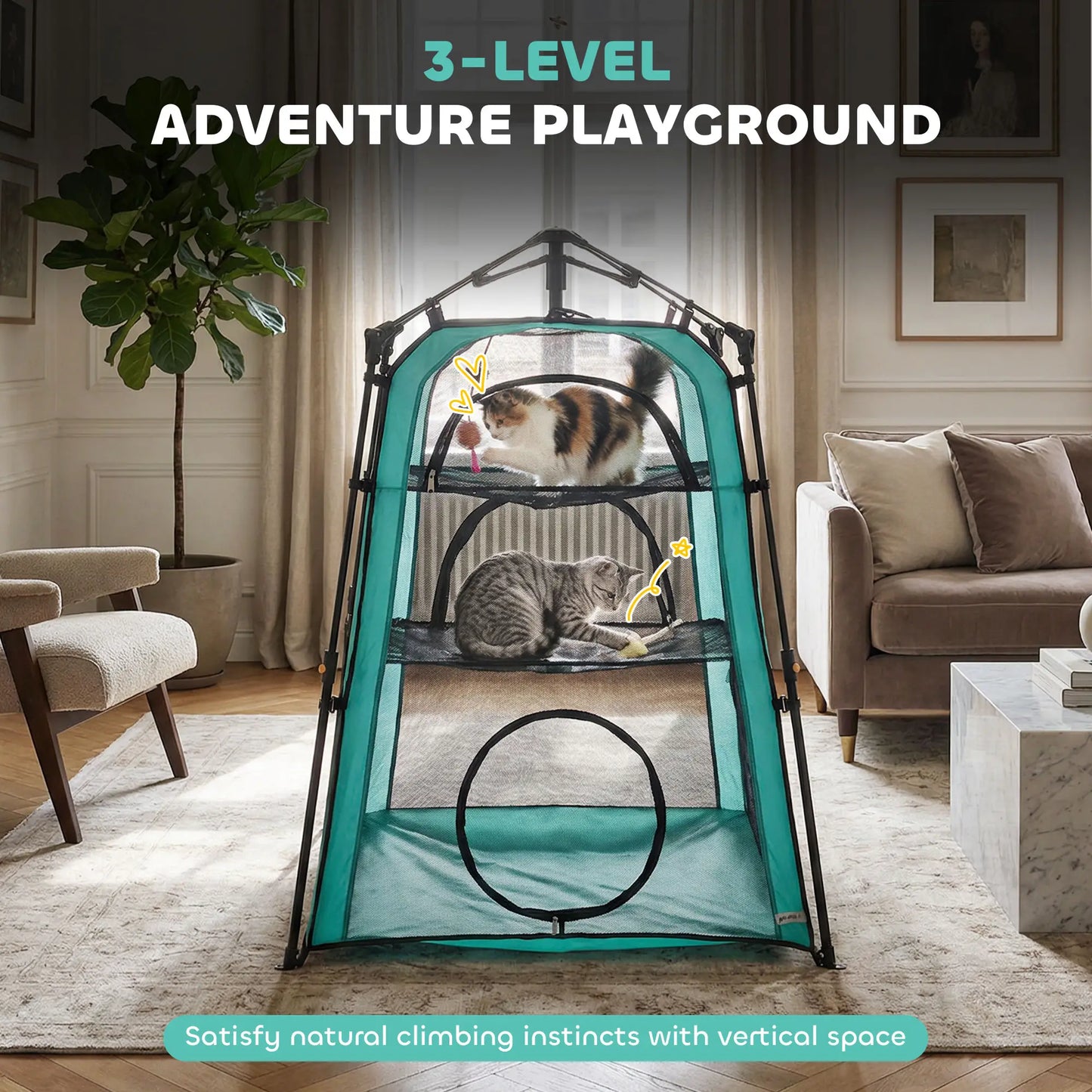 Cat Tent, 3-Tier Portable Pet Tent, Multi-Door, Carry Bag, Breathable Mesh Cat Houses at Gallery Canada