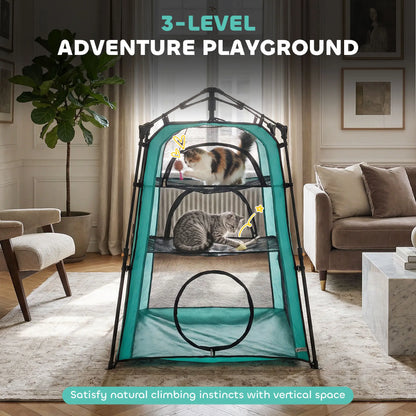 Cat Tent, 3-Tier Portable Pet Tent, Multi-Door, Carry Bag, Breathable Mesh Cat Houses at Gallery Canada