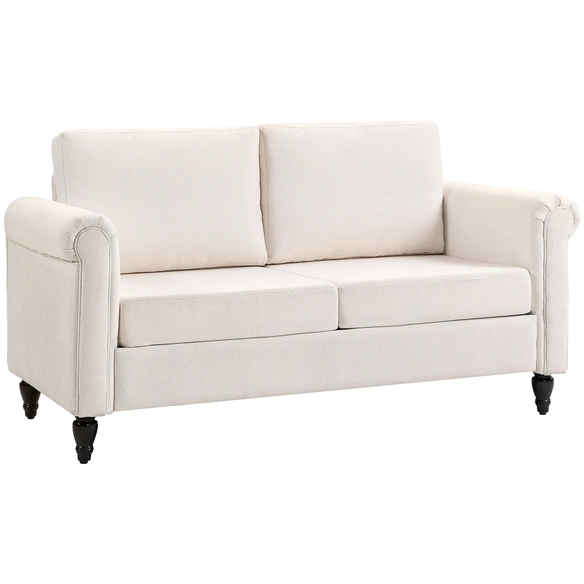 Vintage Loveseat, Chenille Fabric 2 Seater Sofa, Cream White 2-Seater Sofas Cream White, Black at Gallery Canada