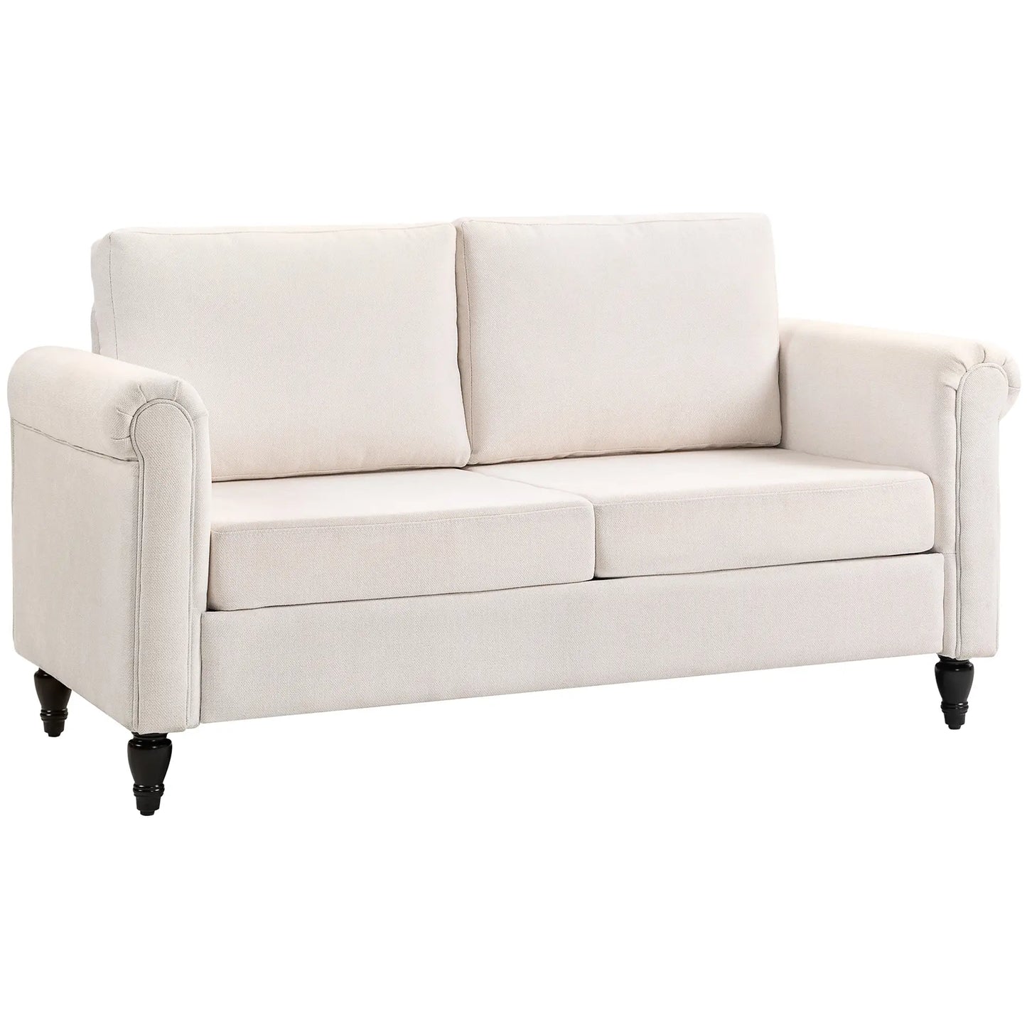 Vintage Loveseat, Chenille Fabric 2 Seater Sofa, Cream White 2-Seater Sofas Cream White, Black at Gallery Canada