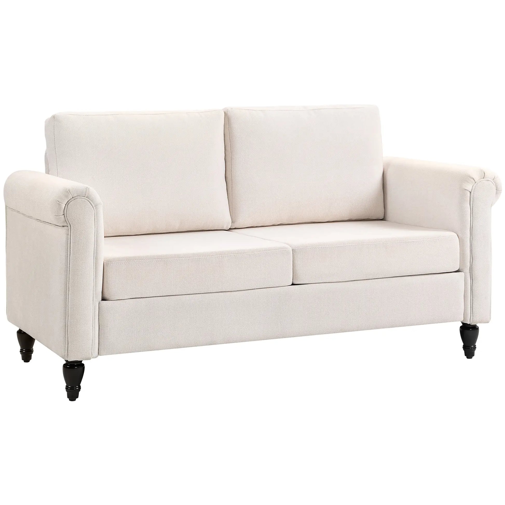Vintage Loveseat, Chenille Fabric 2 Seater Sofa, Cream White 2-Seater Sofas Cream White, Black at Gallery Canada