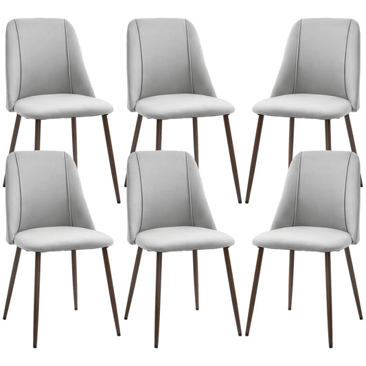 Upholstered Dining Chairs Set of 6, Velvet Accent, Grey Dining Chairs Grey at Gallery Canada