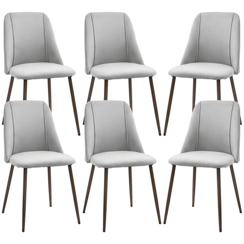 Upholstered Dining Chairs Set of 6, Velvet Accent, Grey