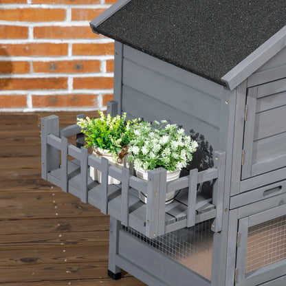 65" Wooden Rabbit Hutch, Openable Roof, Storage Box, Dark Grey Rabbit Hutch at Gallery Canada