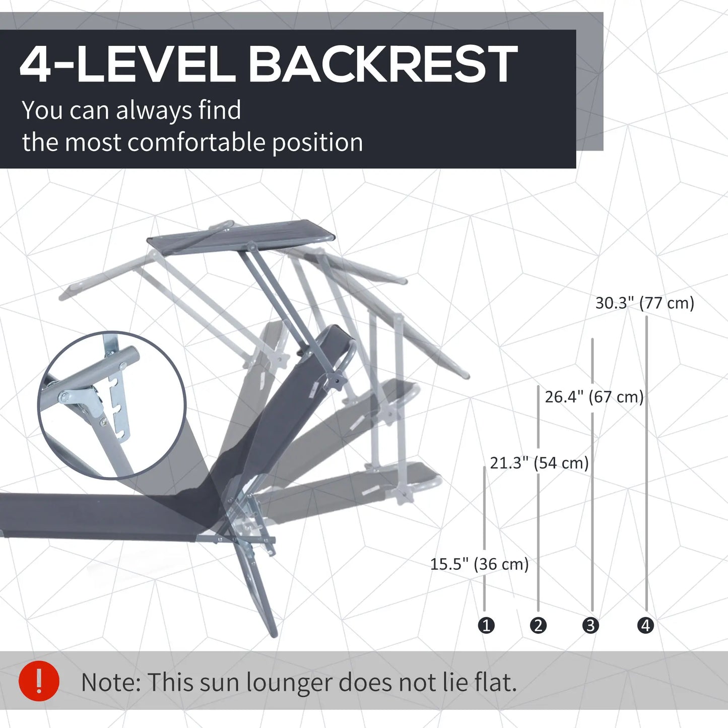 Outdoor Lounge Chair, Adjustable Folding Chaise, Tanning Chair with Shade, Grey Lounger Chairs at Gallery Canada