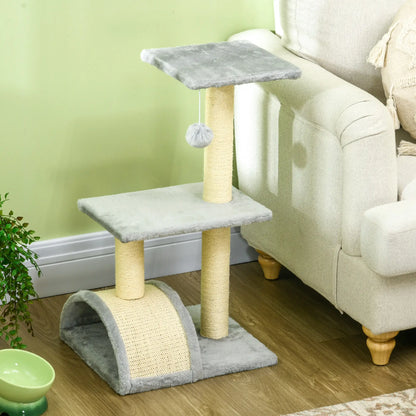 28" Cat Tree, Scratching Post, Pad, Toy Ball, Light Grey Cat Posts at Gallery Canada