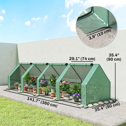 Portable Mini Greenhouse Tunnel, Growing Tent, w/ Zippered Doors, Green Greenhouses at Gallery Canada
