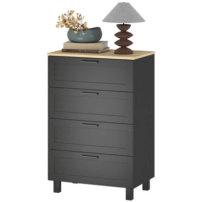 4 Drawer Dresser, Solid Wood Legs, Black Storage Cabinets Black, Natural Wood at Gallery Canada