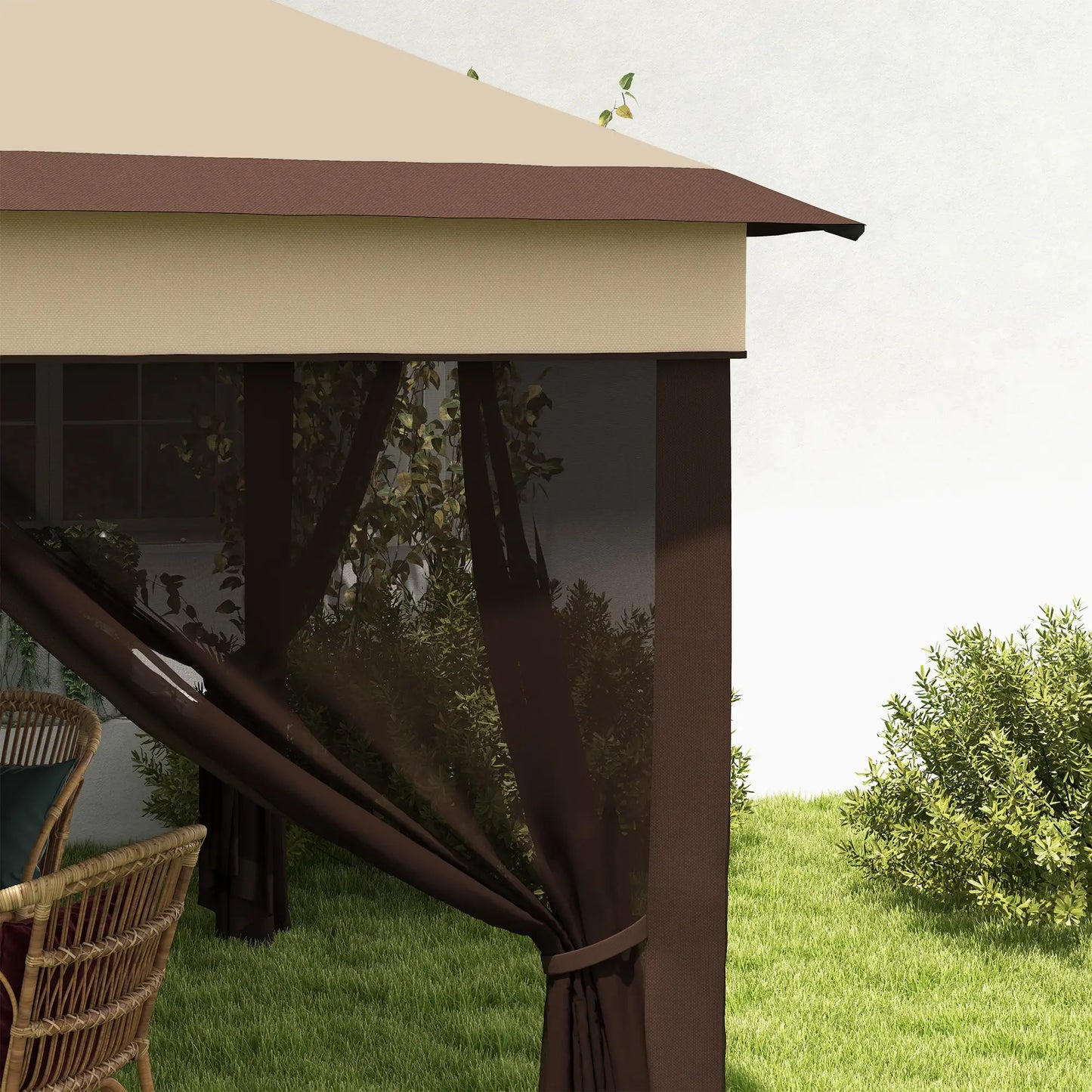 10.7 x 10.7ft Pop Up Gazebo, UV30+ Roof, Removable Mesh Curtains, Beige Pop Up Canopies at Gallery Canada