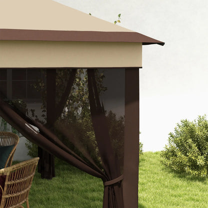 10.7 x 10.7ft Pop Up Gazebo, UV30+ Roof, Removable Mesh Curtains, Beige Pop Up Canopies at Gallery Canada