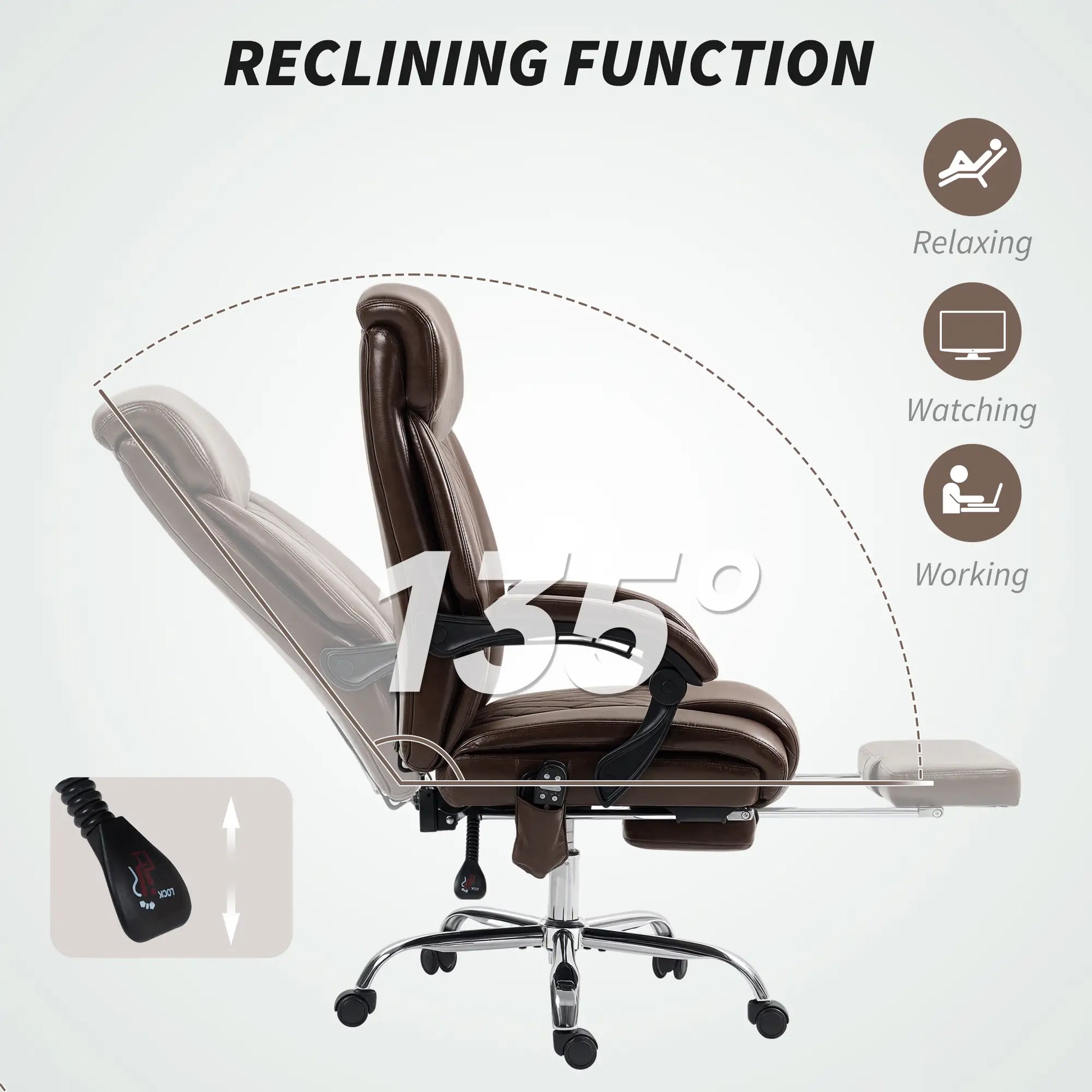 6 Point Massage Office Chair with Remote, Ergonomic Reclining Computer Desk Chair with Footrest, Side Pocket, Dark Brown Massage Chairs at Gallery Canada