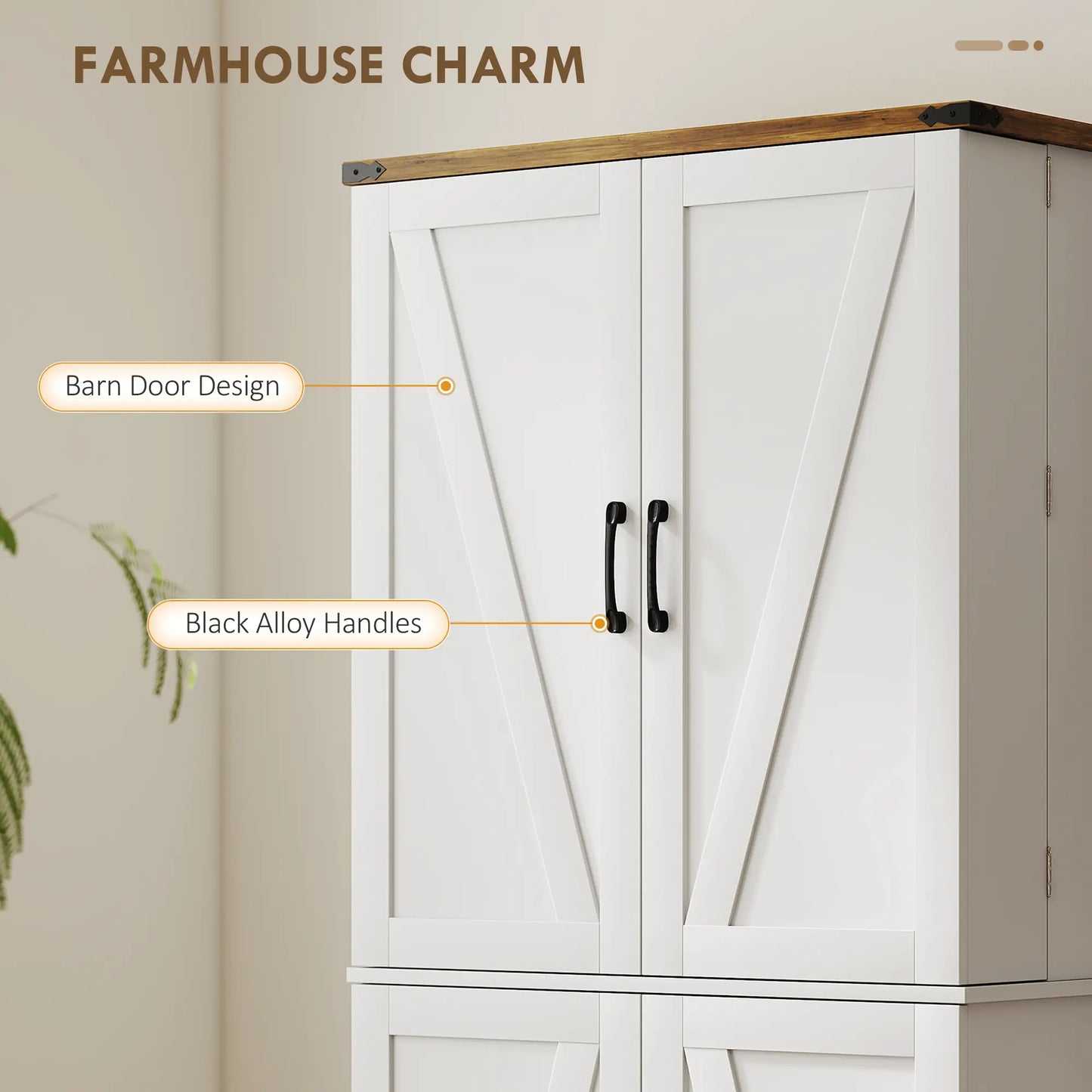72 Inch Kitchen Pantry Cabinet, Farmhouse Storage with 4 Doors, Drawer, White Kitchen Pantry Cabinets at Gallery Canada