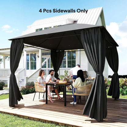 10' x 10' Gazebo Sidewall Set, 4 Panels, Windows, Doors, Dark Grey