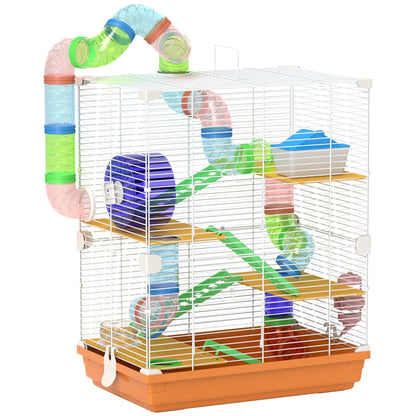 5-Tier Hamster Cage with Wheels, Tube, Water Bottle, Orange Hamster Cages at Gallery Canada