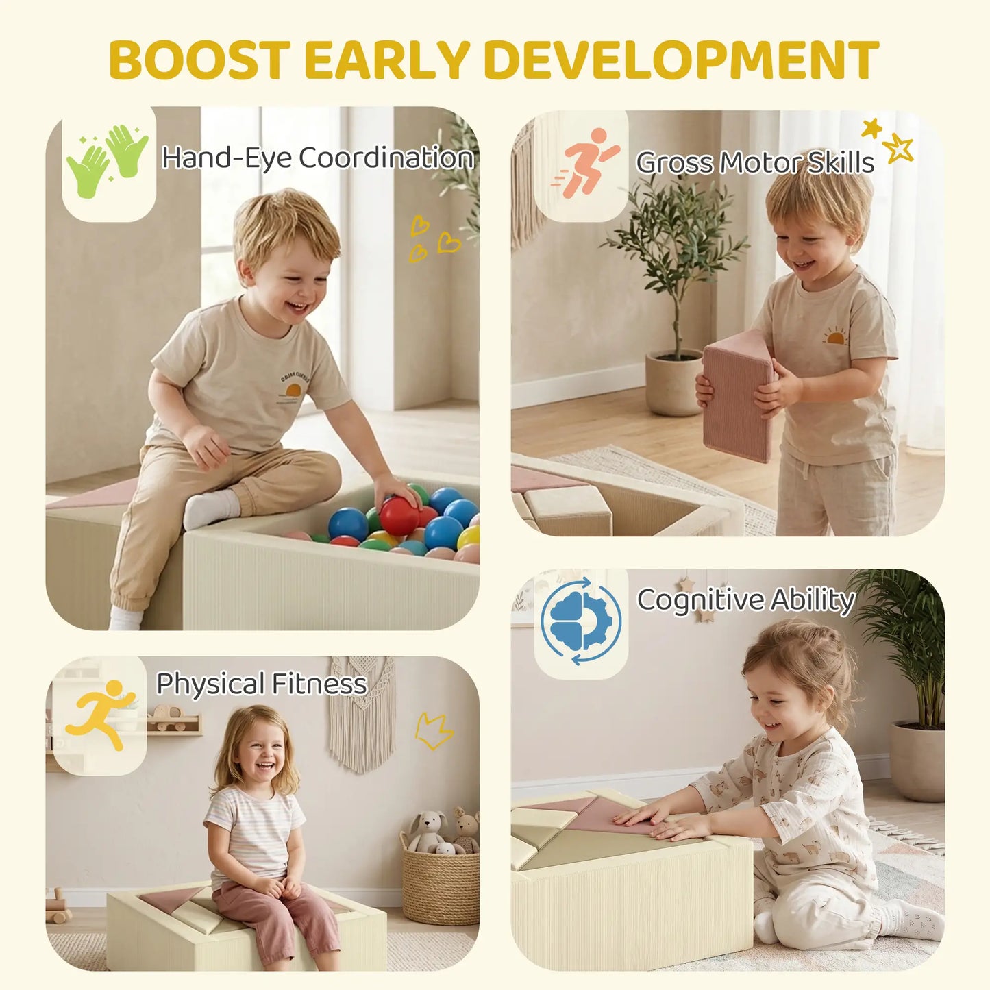 Blocs de mousse pour tout-petits en 9 pièces avec jeu de tangram, lavables