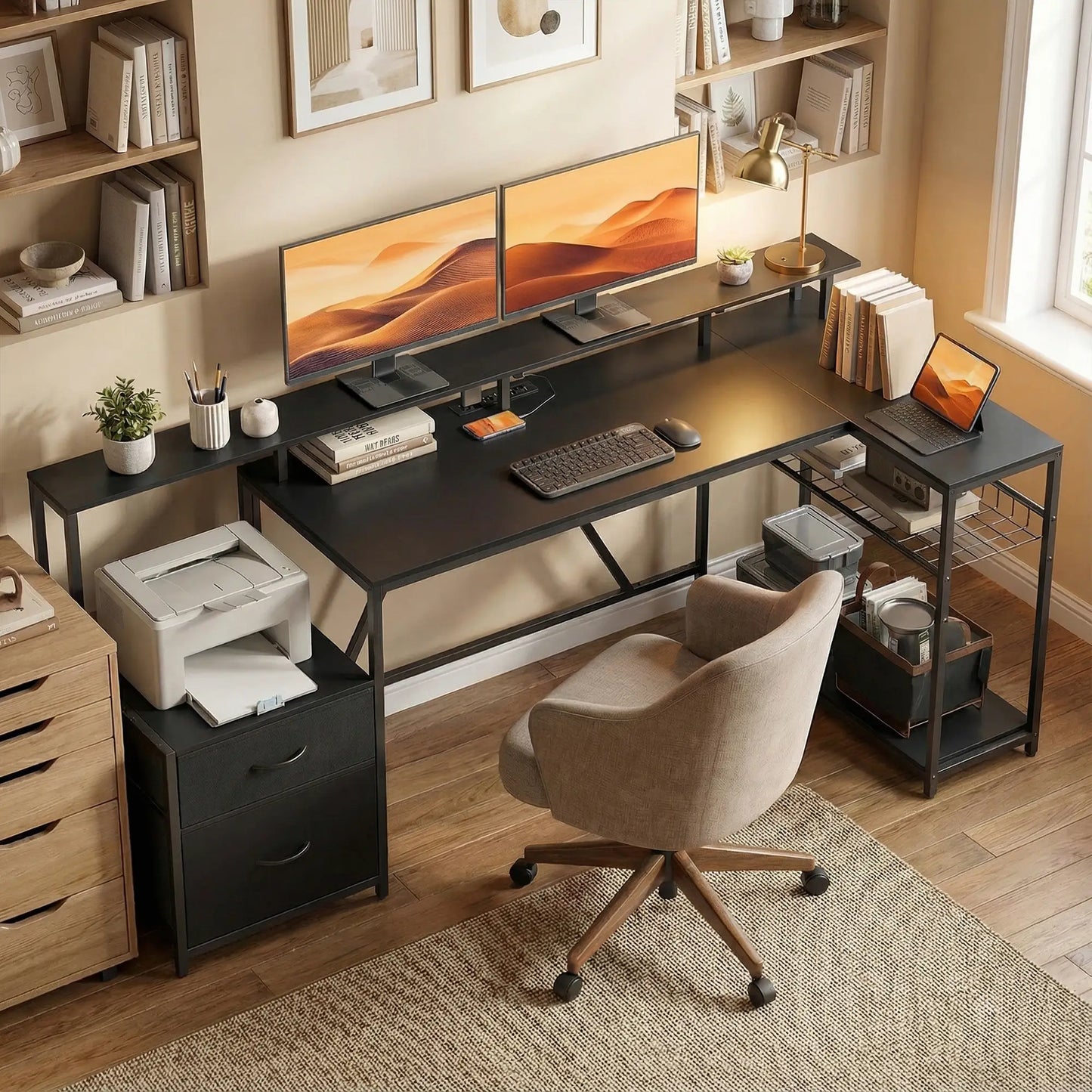 76" Gaming Desk, RGB Lights, USB Ports, Monitor Stand, Black Gaming Desks at Gallery Canada