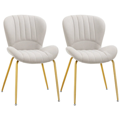 Modern Dining Chairs Set of 2, Cushioned Backrest, Cream White Bar Stools Cream White, Gold at Gallery Canada