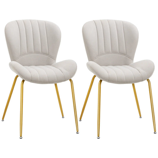 Modern Dining Chairs Set of 2, Cushioned Backrest, Cream White Bar Stools Cream White, Gold at Gallery Canada