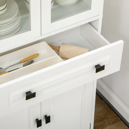 63" 4-Door Kitchen Pantry Cabinet, Adjustable Shelves, White Kitchen Pantry Cabinets at Gallery Canada