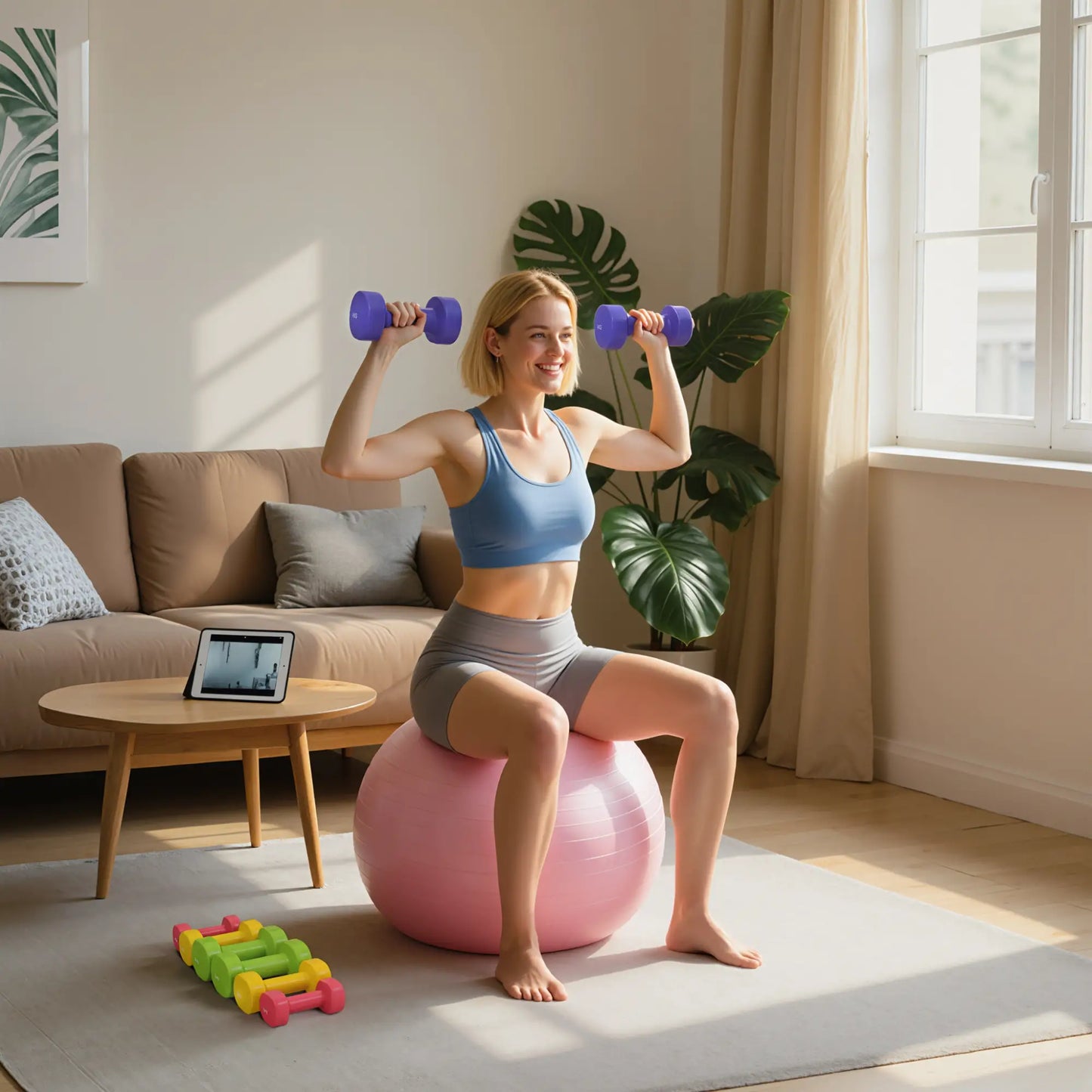 44lbs Hex Dumbbell Set, Hand Weights for Home Gym, Multi-Colour Dumbbells & Barbells at Gallery Canada