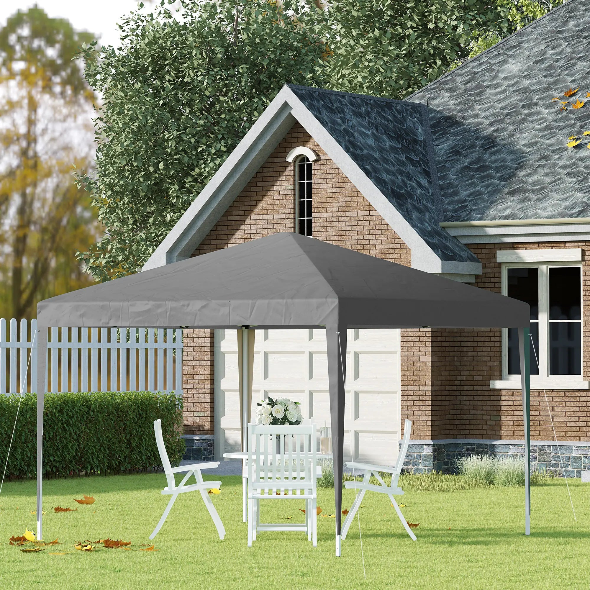 10 x 10ft Folding Pop Up Tent, Outdoor Gazebo Canopy, Grey Pop Up Canopies at Gallery Canada