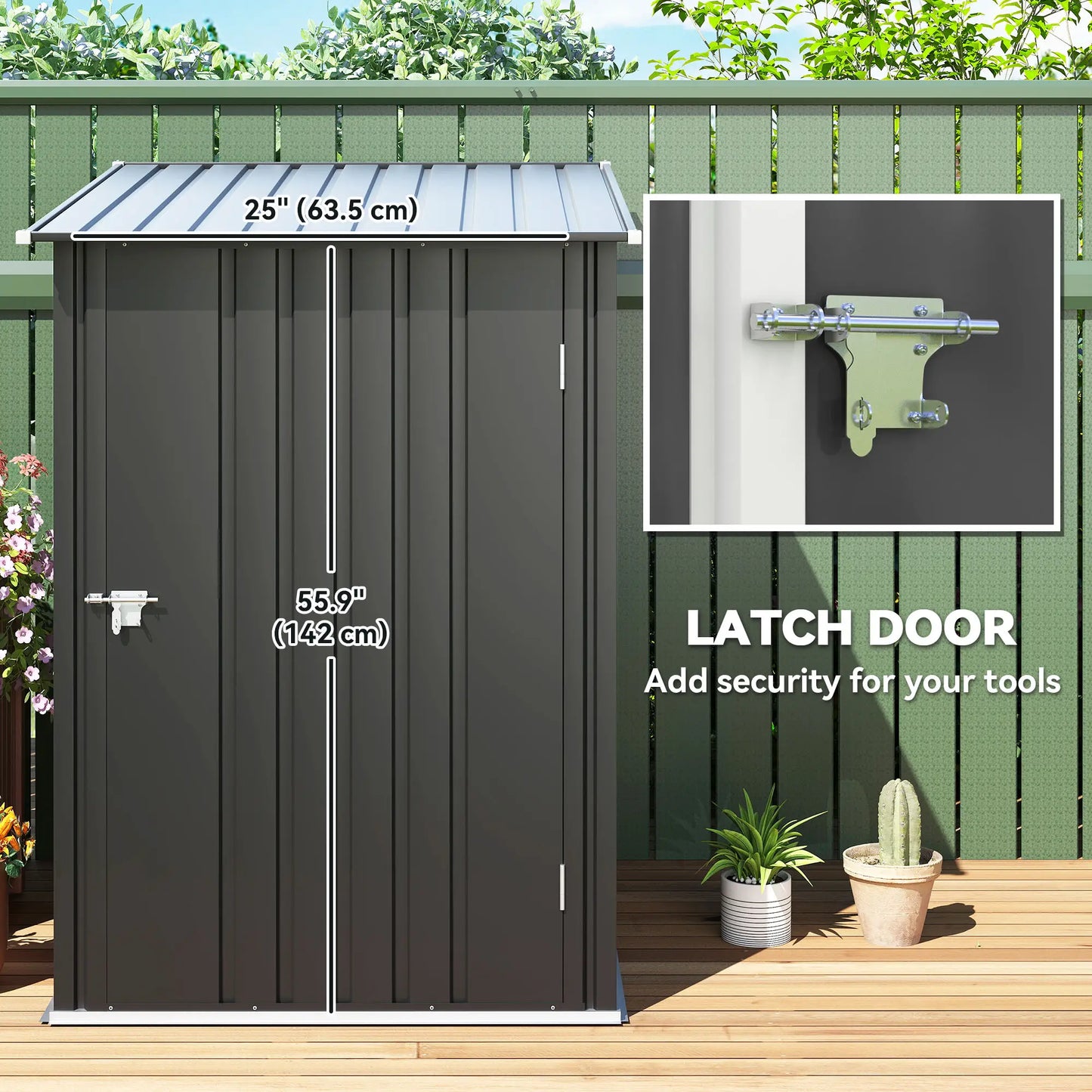 3.3' x 3.4' Lean-To Storage Shed, Galvanized Steel, Lockable Door, Dark Gray Sheds at Gallery Canada