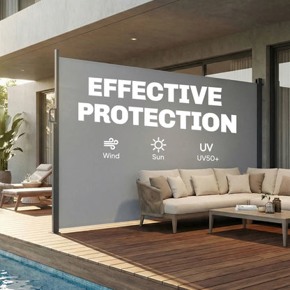 Retractable Side Awning, 165" x 73", Water-Resistant, UV 50+, Light Grey Side Awnings at Gallery Canada