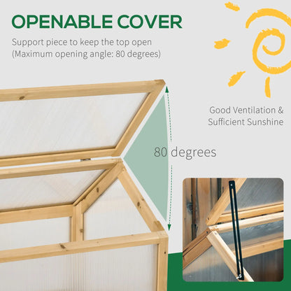 Portable Wooden Cold Frame Greenhouse, Openable Top, 35.5" x 20.5" x 19.5", Light Brown Cold Frame Greenhouses at Gallery Canada