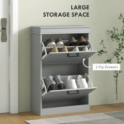 Shoe Storage Cabinet, 2 Flip Drawers, Adjustable Shelves, 10 Pairs, Grey Shoe Storage Cabinets & Racks at Gallery Canada