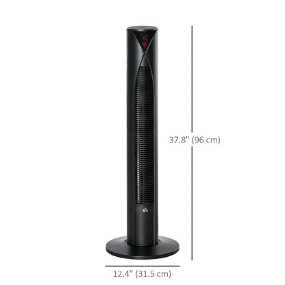 Freestanding Tower Fan, 3 Speed, 12h Timer, Oscillating, LED Panel, Remote, Black Tower Fans at Gallery Canada
