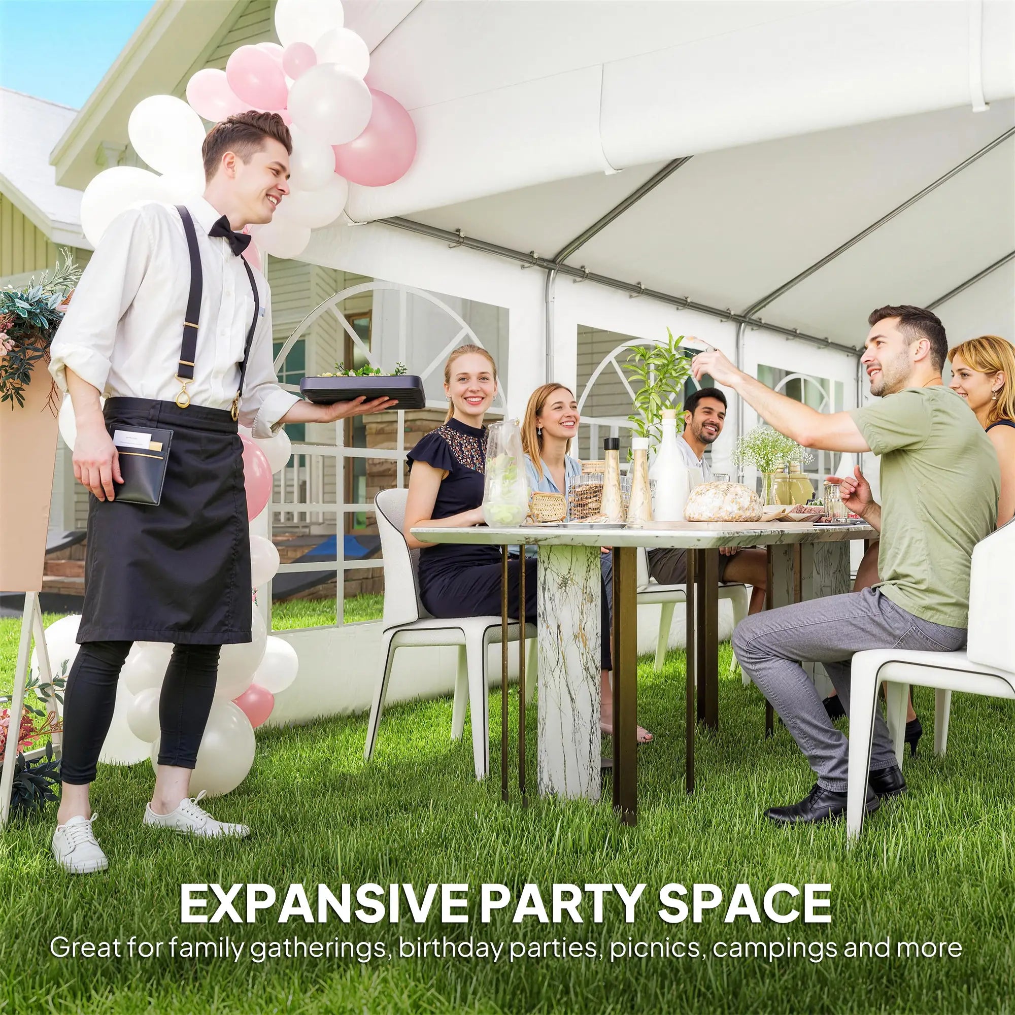 20' x 13' Party Tent, Heavy Duty Gazebo Canopy With Windows, White Canopy Tents at Gallery Canada