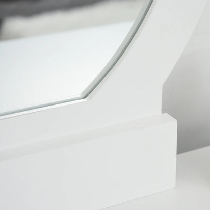 Makeup Vanity Desk, Round Mirror, 2 Drawers, Cushioned Stool, White Dressing & Vanity Tables at Gallery Canada
