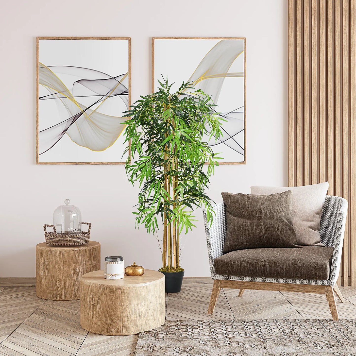5FT Artificial Bamboo Tree, Fake Plant with 1095 Leaves, Greenery Plant in Nursery Pot for Indoor and Outdoor, Green Artificial Trees at Gallery Canada