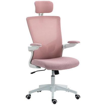 Ergonomic Office Chair, Swivel Desk Chair, Adjustable Lumbar Support, Headrest, Height, Flip-up Armrests, Pink Task Chairs Pink, White at Gallery Canada