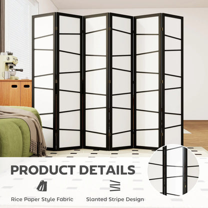 66.9" Folding Room Divider, 6 Panel Wood Frame Partition, White Room Dividers at Gallery Canada