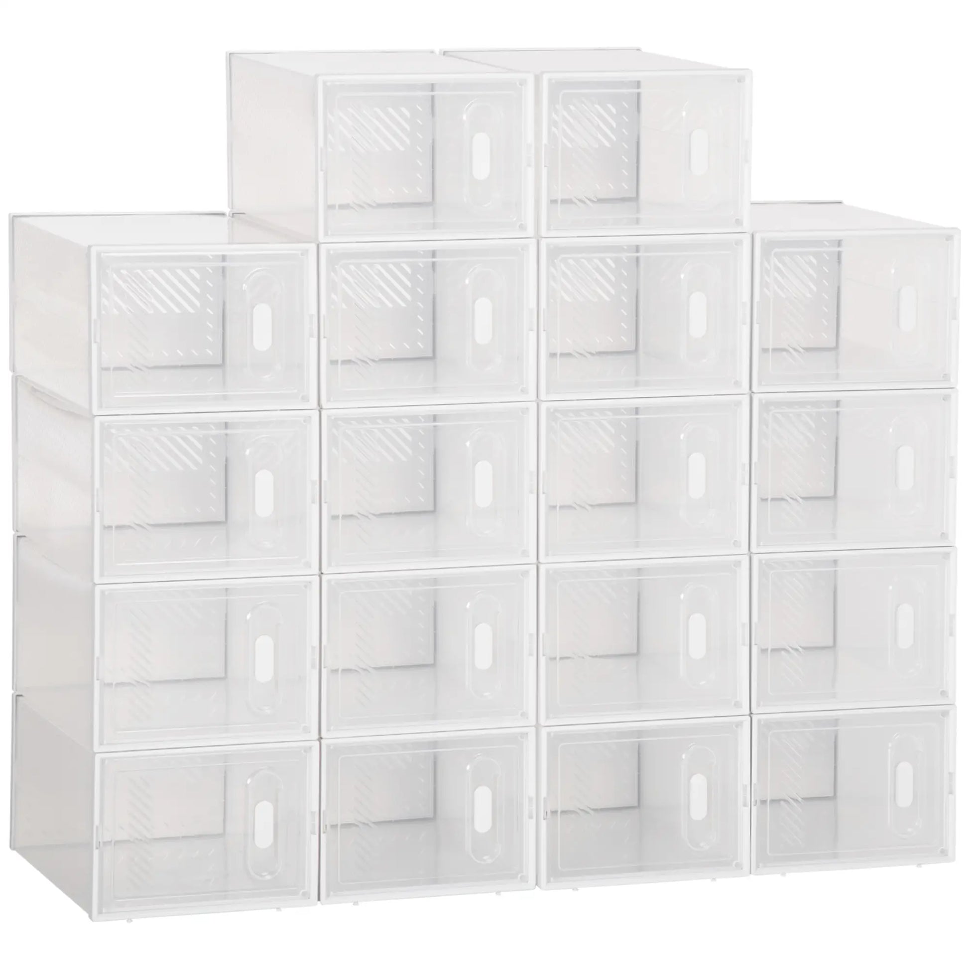 18 Pack Shoe Storage Boxes, Clear Plastic Stackable Organizers Shoe Storage Cabinets & Racks Clear, White at Gallery Canada