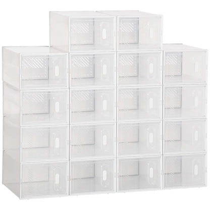 18 Pack Shoe Storage Boxes, Clear Plastic Stackable Organizers Shoe Storage Cabinets & Racks Clear, White at Gallery Canada
