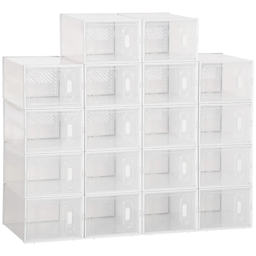 18 Pack Shoe Storage Boxes, Clear Plastic Stackable Organizers