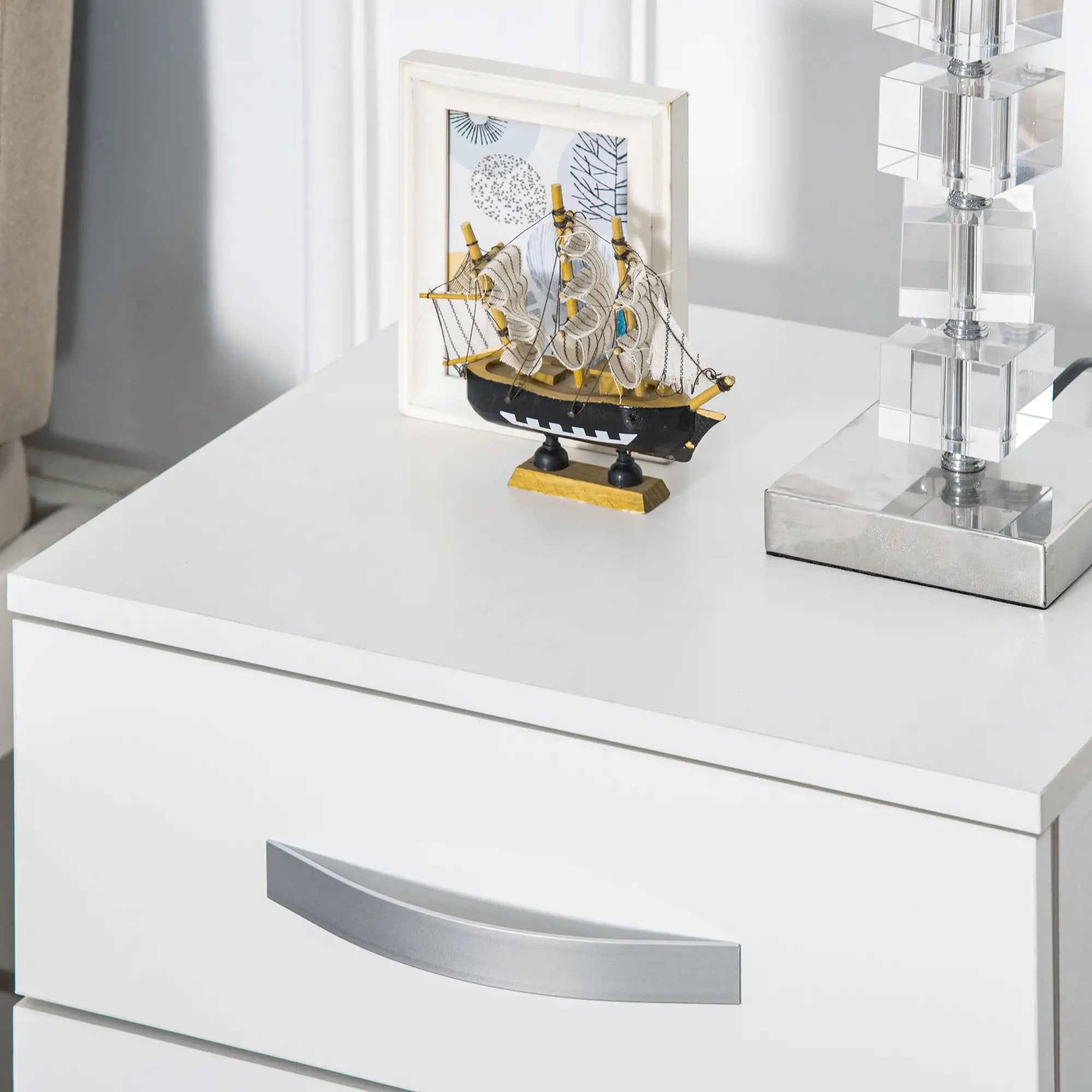 Modern Nightstand Set of 2, 3 Drawer Bedside Tables, White Bedside Tables at Gallery Canada