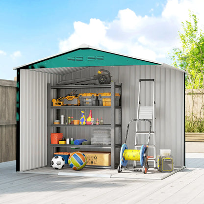 8' x 6' Metal Outdoor Storage Shed, Lockable Sliding Doors, Green Sheds at Gallery Canada