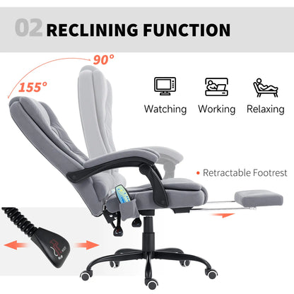 7 Point Vibrating Massage Chair, Reclining Office Chair, Adjustable Height, Grey Massage Chairs at Gallery Canada