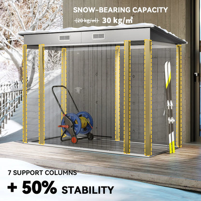 8 x 4FT Galvanized Garden Storage Shed, Metal Outdoor Shed, Light Grey Sheds at Gallery Canada
