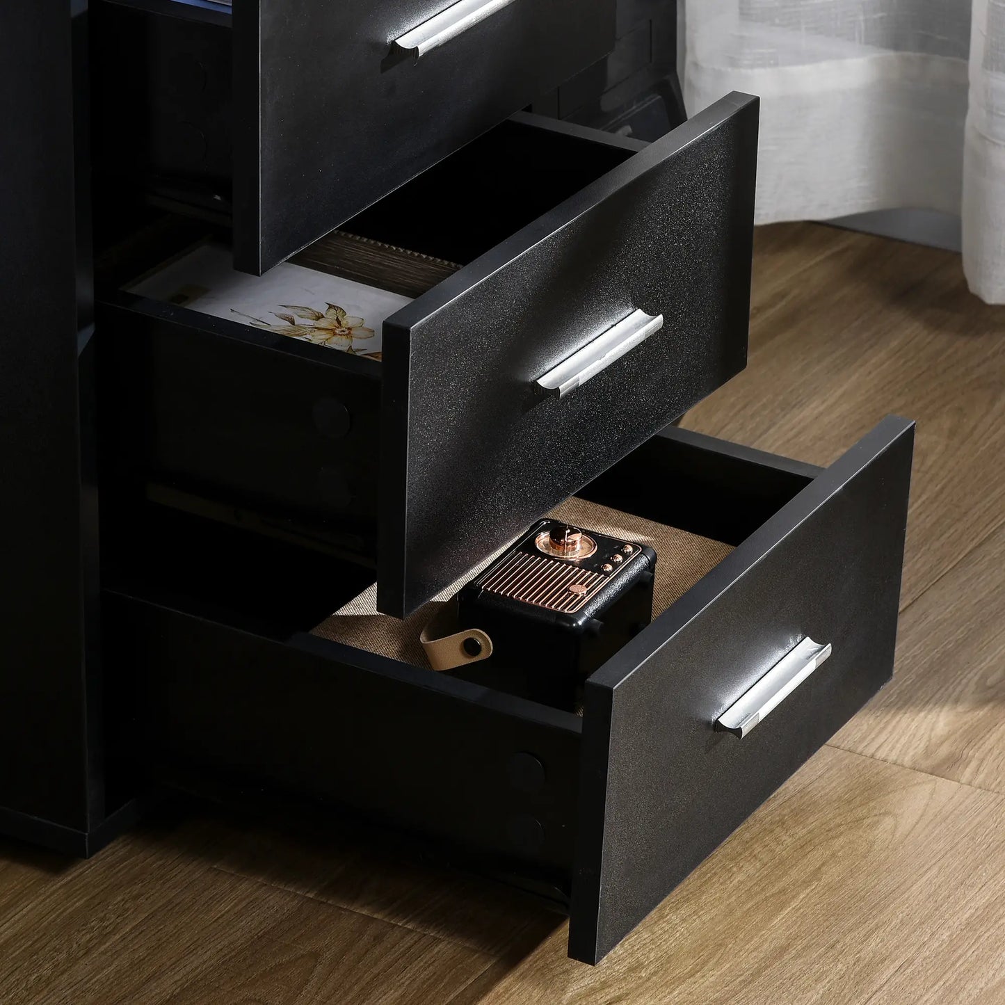 57 Computer Desk With Drawers, Keyboard Tray, Open Shelves, Black Computer Desks at Gallery Canada