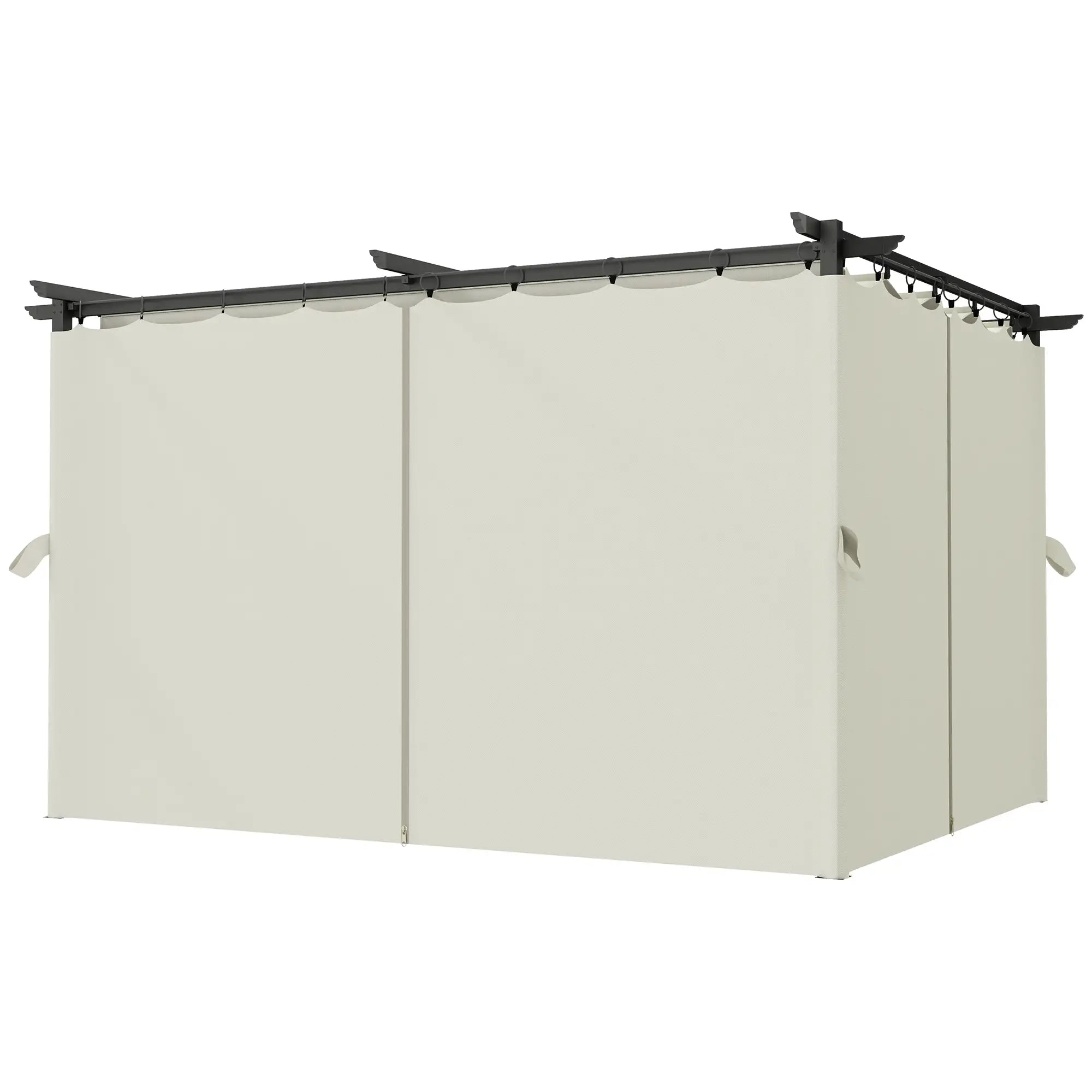 10' x 13' Pergola With Retractable Canopy, Curtains, UPF30+ Sun Shade Pergolas Cream at Gallery Canada
