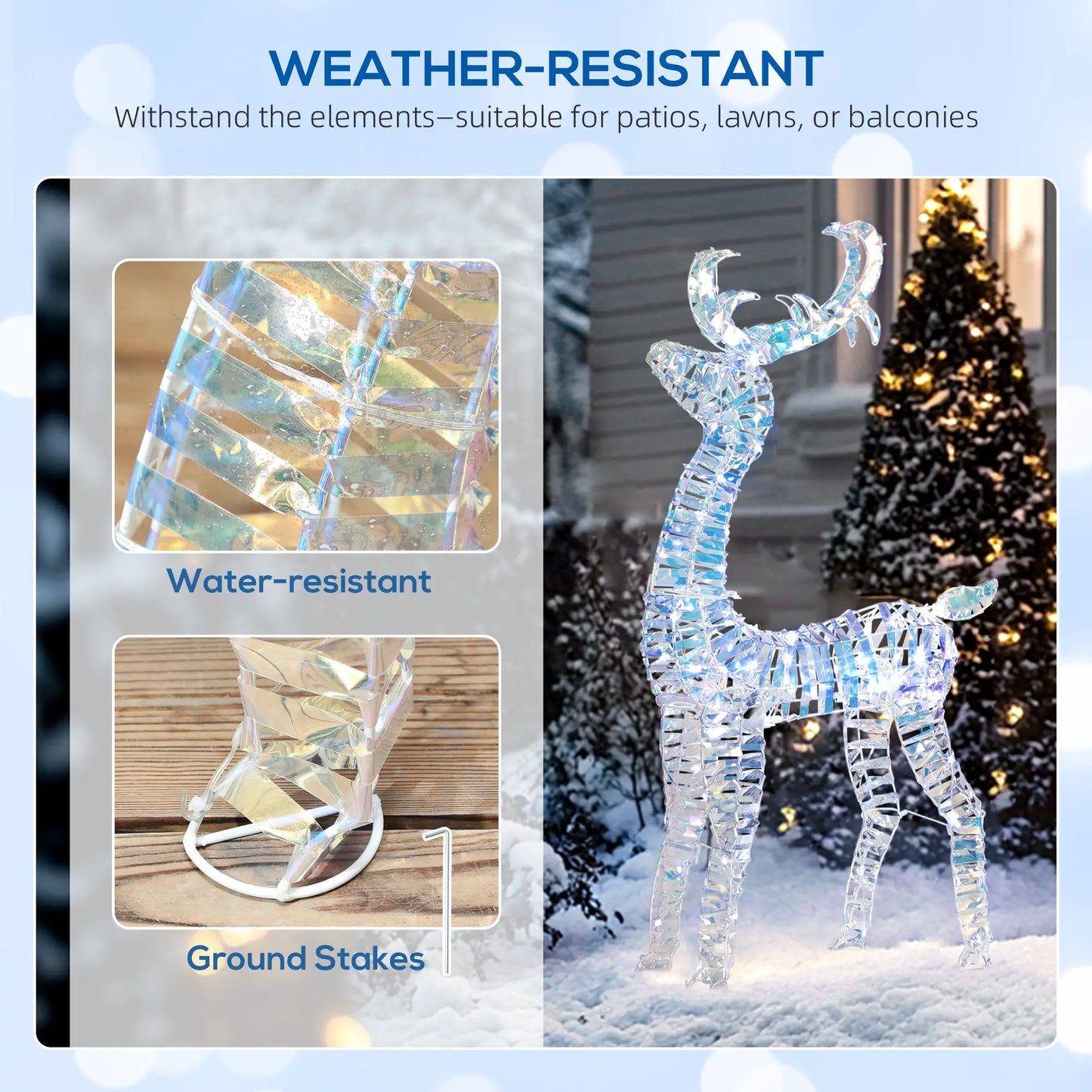 Lighted Christmas Reindeer with Sleigh, 170 LED Lights, Silver Christmas Deer Lights at Gallery Canada