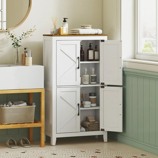 Bathroom Storage Cabinet, Barn Floor Cabinet, White Freestanding Bathroom Cabinets White, Walnut at Gallery Canada