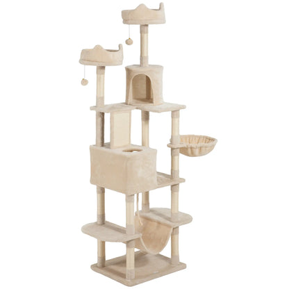 81" Large Cat Tree, Scratching Posts, Condos, Beds, Hammocks, Beige Cat Trees Beige, Cream White at Gallery Canada