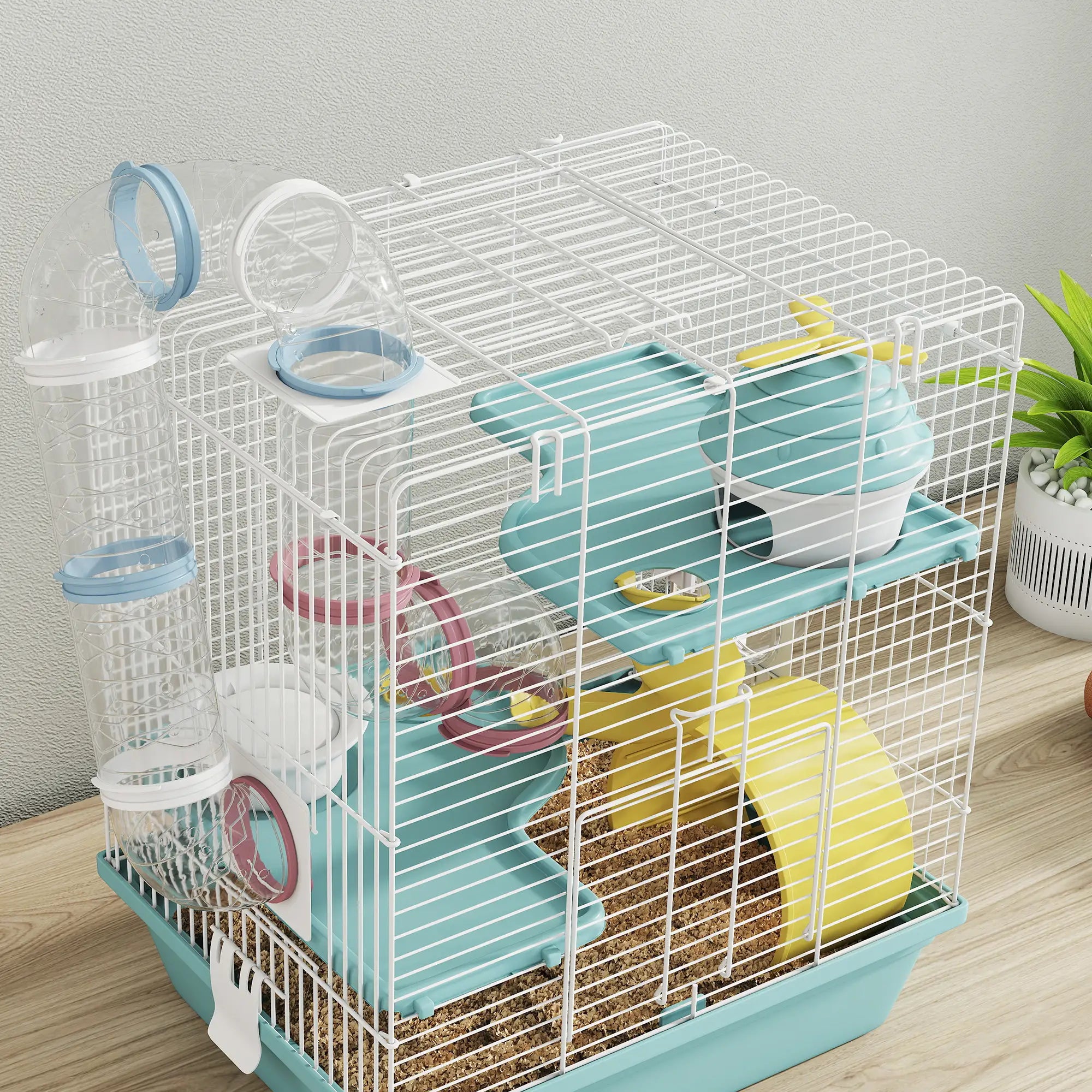 3-Level Hamster Cage With Exercise Wheel, Play Tube, Water Bottle, Blue Hamster Cages at Gallery Canada